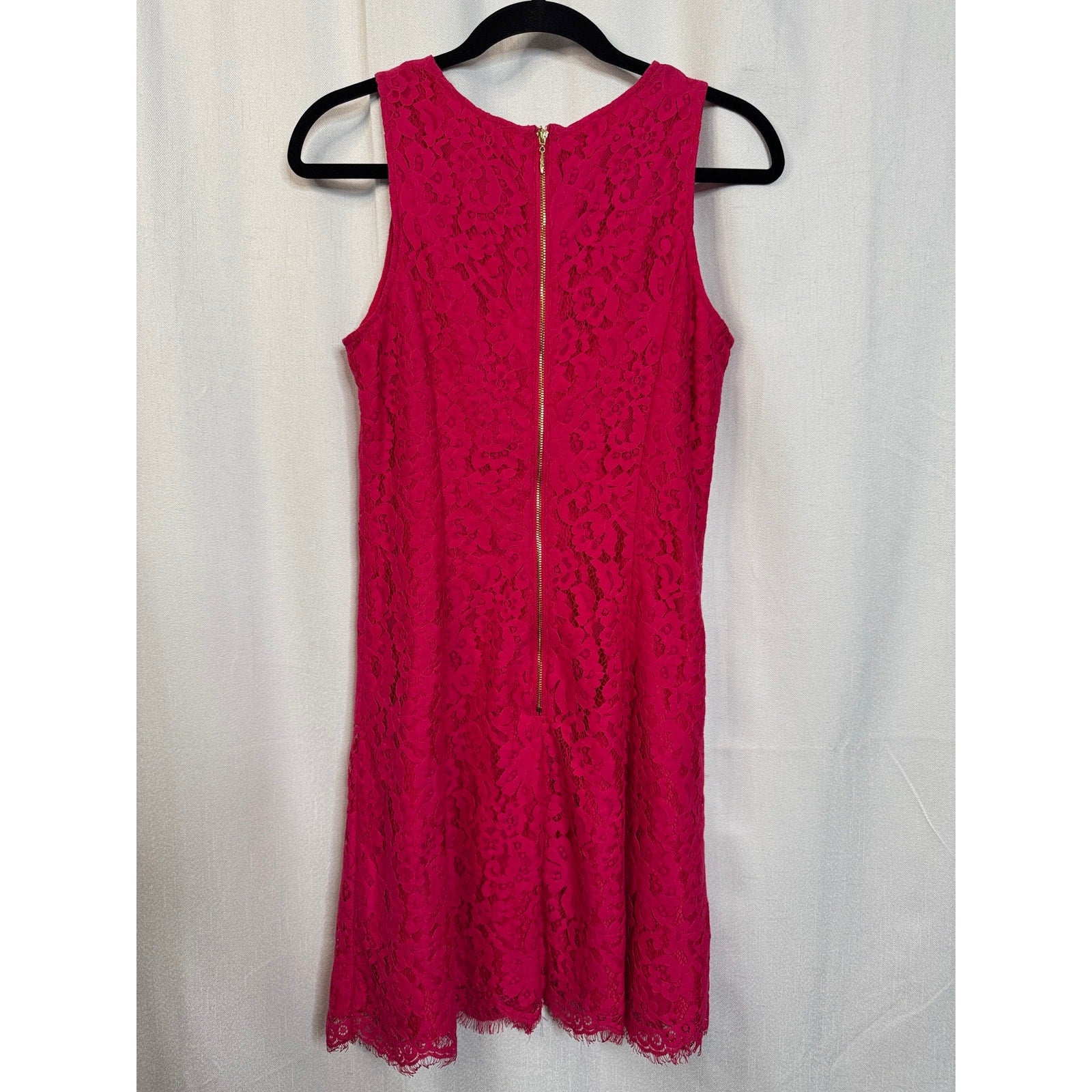 358. Kensie Hot Pink Floral Lace Sleeveless Fit & Flare Dress Size Small