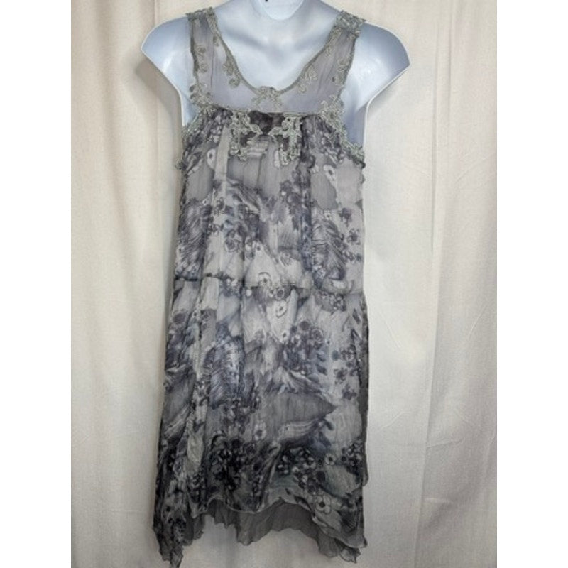 362. Pretty Angel Lace Trim Floral Sleeveless Dress Size XL