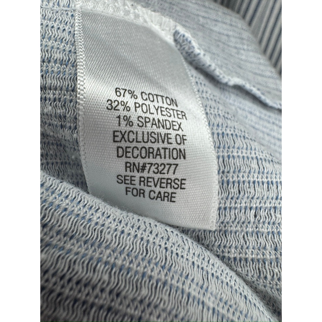 376. A Glow Maternity Blue White Striped Button Front Dress Size M