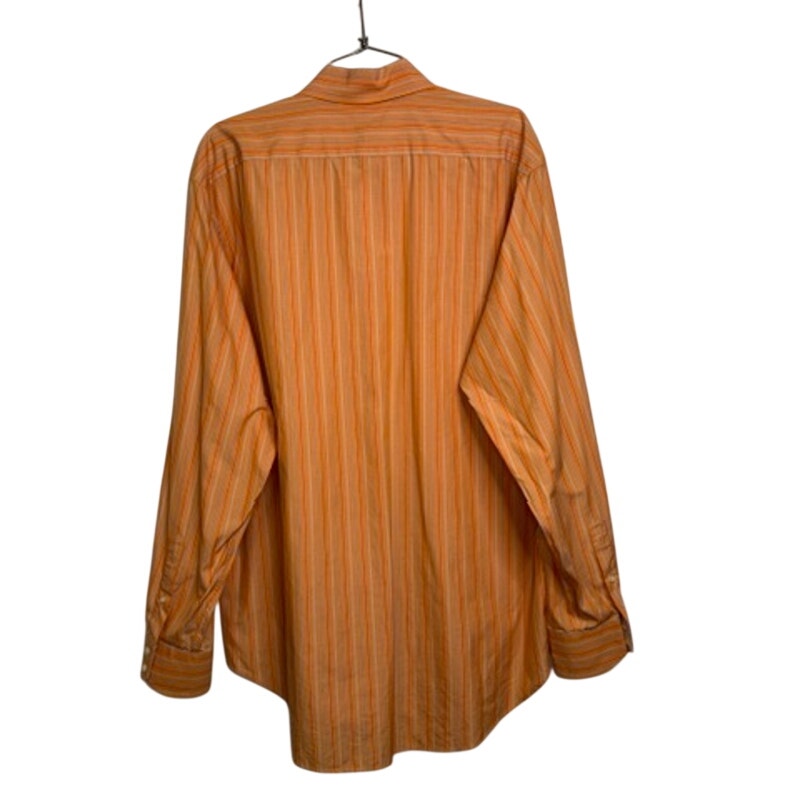 474. Johnston & Murphy Striped Button Front Shirt Size XL Orange