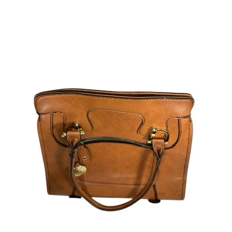 488. London Fog Cognac Faux Leather Satchel Shoulder Bag