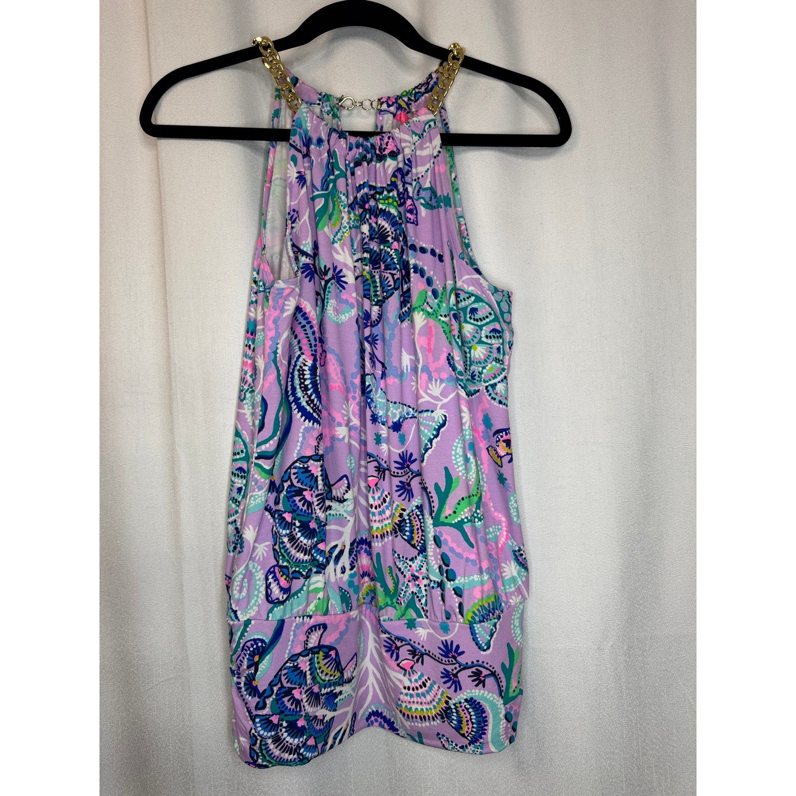 363. Lilly Pulitzer Halter Tank Top Purple Sea Life Print Size S