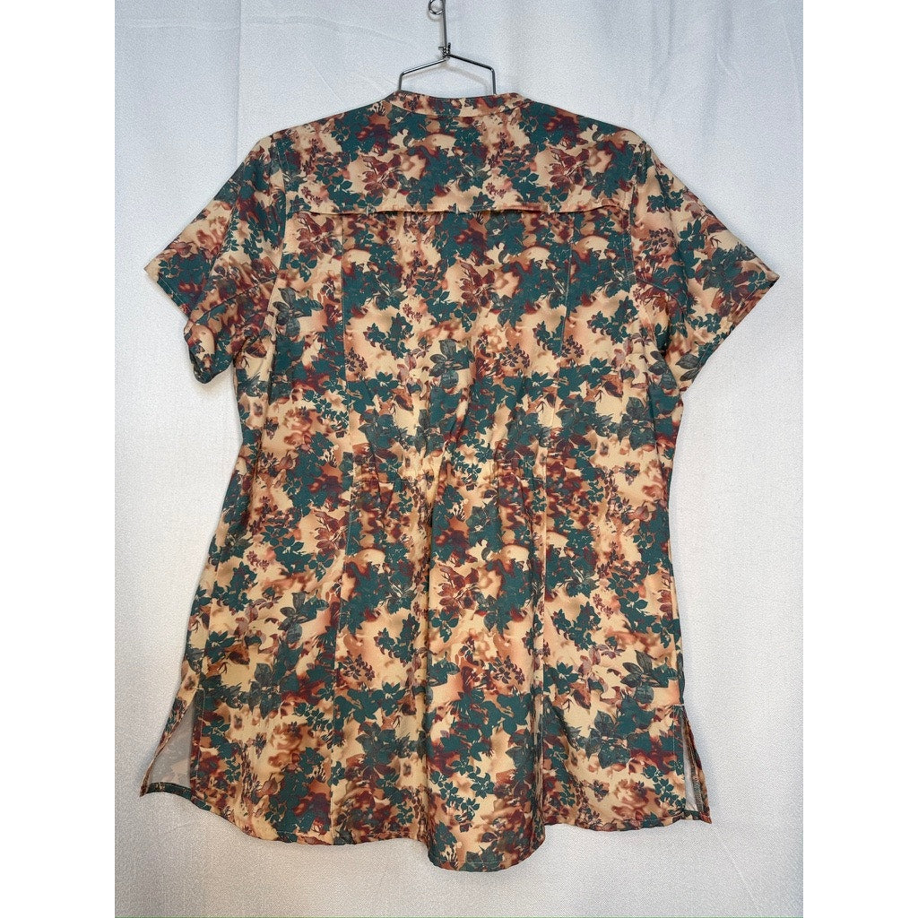 418. Carhartt Modern Fit Floral Print Scrub Top Size L
