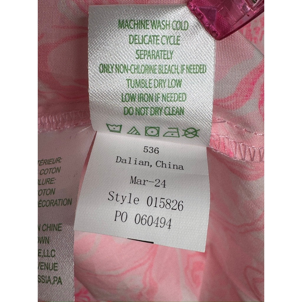 553. Lilly Pulitzer Pink Floral Sleeveless Beautiful Romper with lace trim Size 12