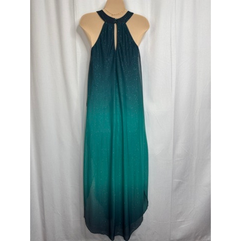 453. Venus Ombre Halter Maxi Dress Size US 6 Teal Blue NWOT