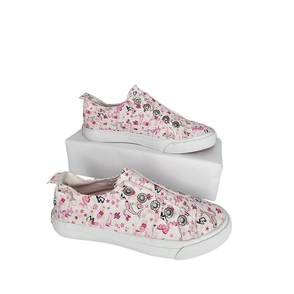 504. Blowfish Malibu Floral Canvas Slip On Sneakers Pink White Size 9.5