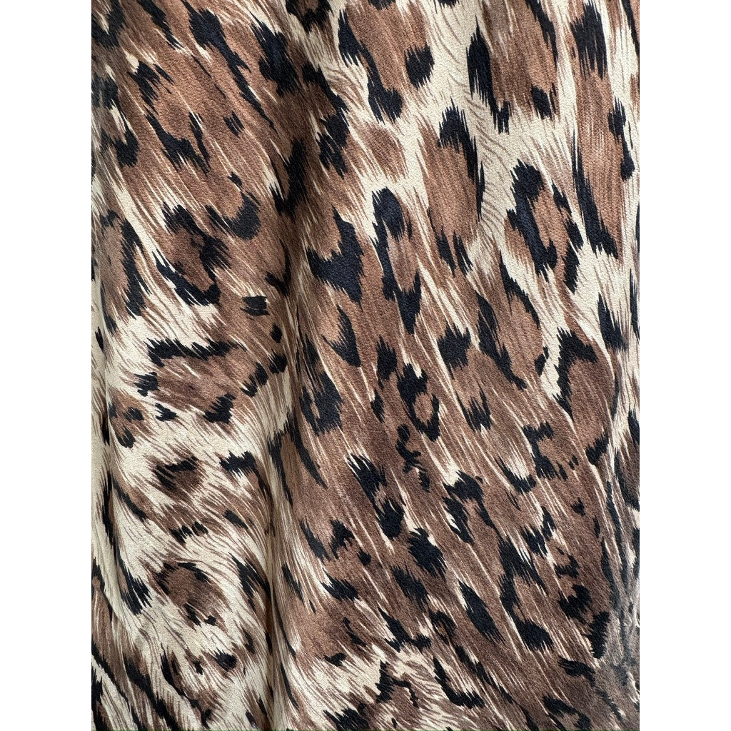 498. Paula Carbone Leopard Print Silk Slip Dress Size M