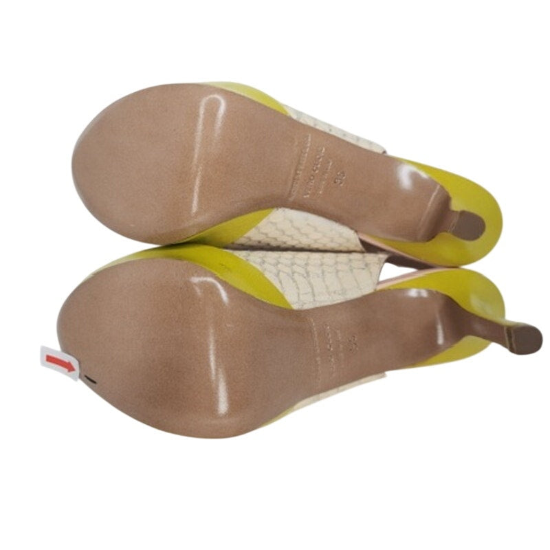 508. Nicholas Kirkwood Yellow Peep Toe Slingback Heels Size 6/36