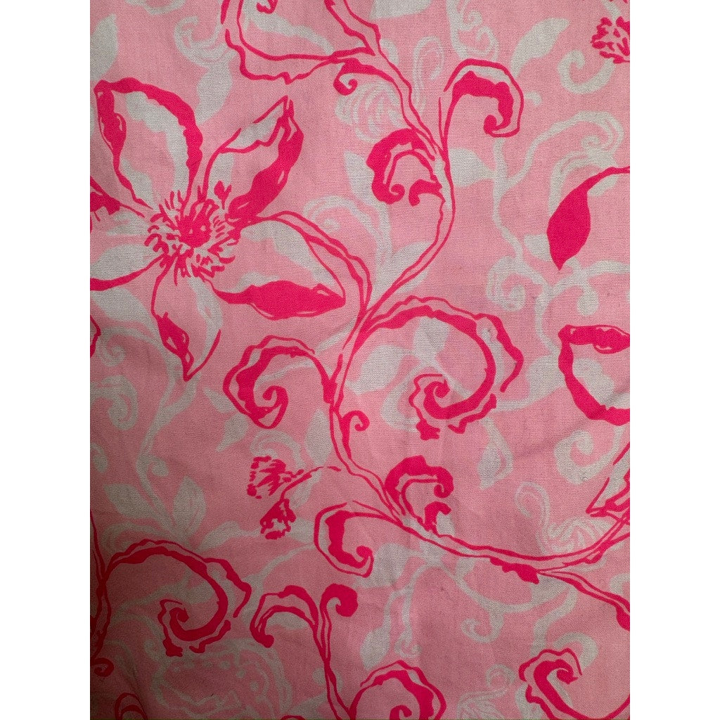 553. Lilly Pulitzer Pink Floral Sleeveless Beautiful Romper with lace trim Size 12