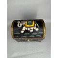 448. Vintage Hand Painted Wooden Elephant Trinket Box Black