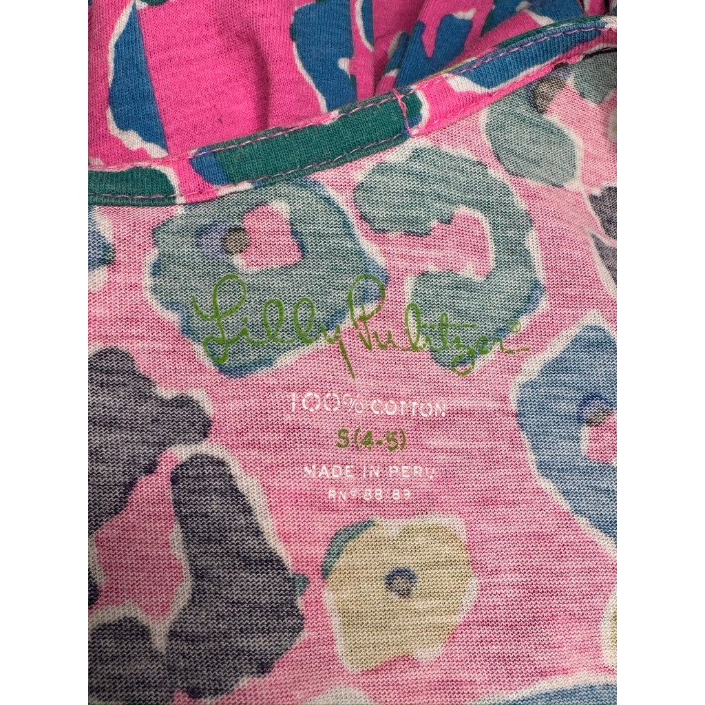 577. Lilly Pulitzer Girls Pink Leopard Print Dress Size S/4-5