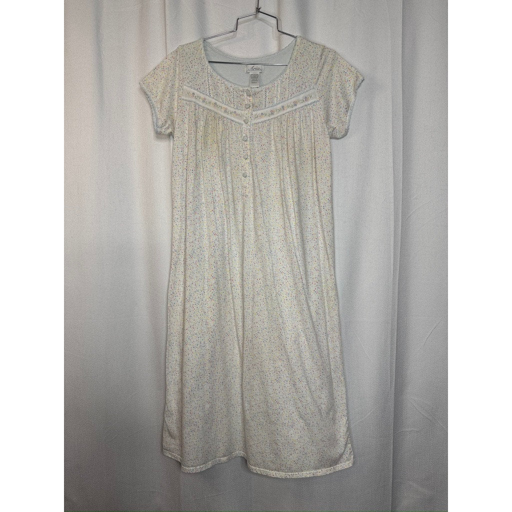 407. Aria Floral Ditsy Print Short Sleeve Nightgown House Dress Size Small