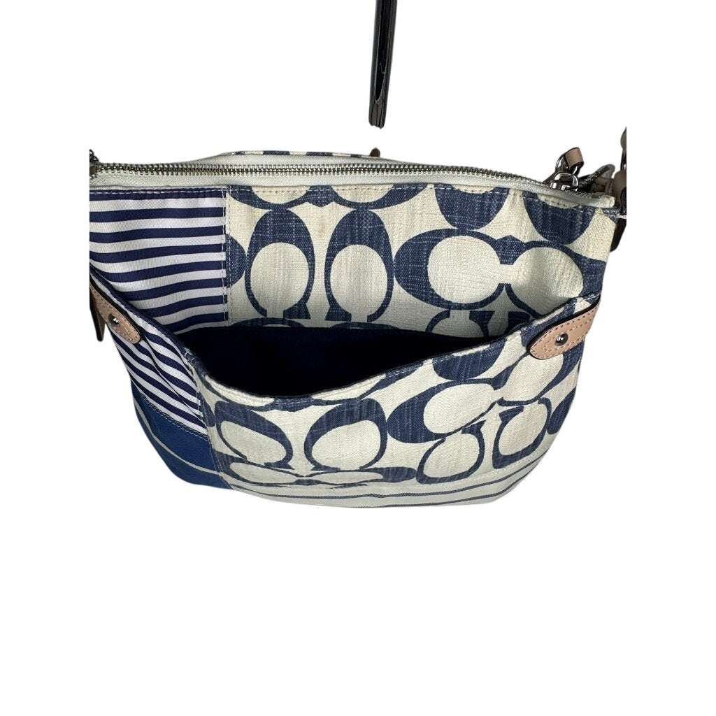 490. Coach Signature Patchwork Stripe Canvas Swingpack Crossbody F23929