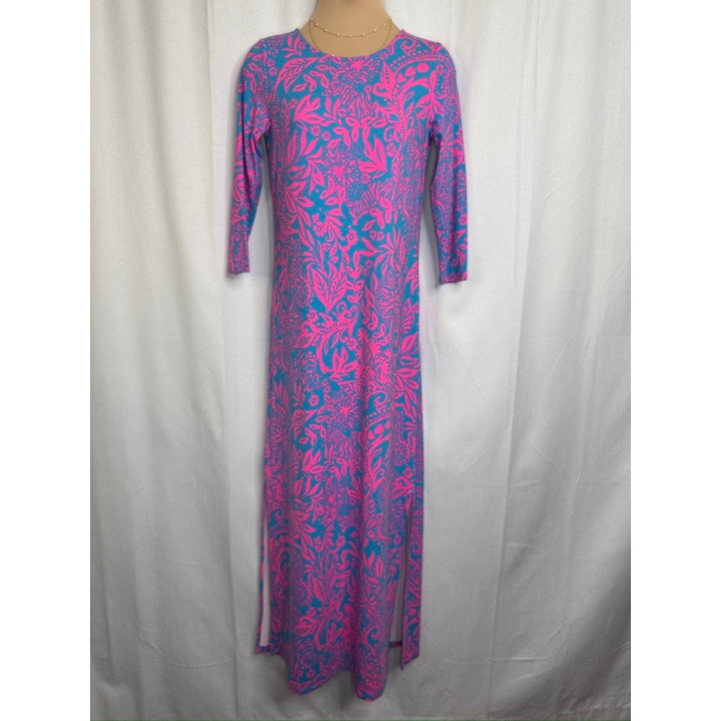451. Lilly Pulitzer Pink Blue Floral Maxi Dress NWT Size XS