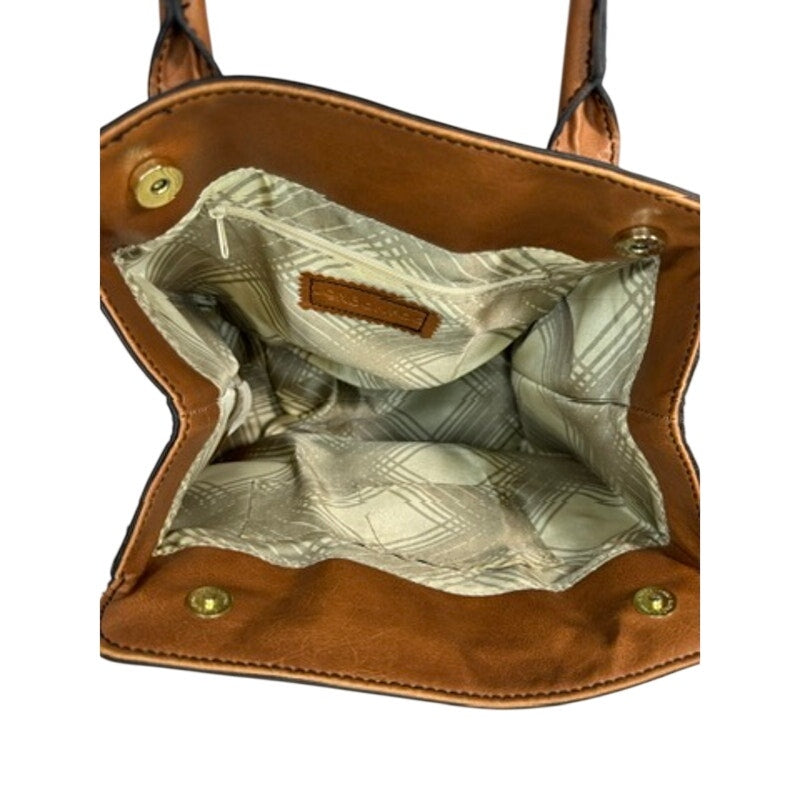 488. London Fog Cognac Faux Leather Satchel Shoulder Bag