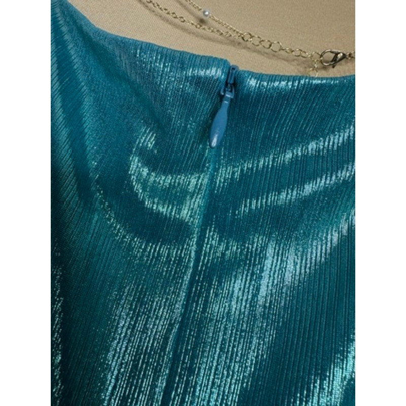 558. Elliatt Teal Cutout Metallic Maxi Dress with Front Leg Slit Size S