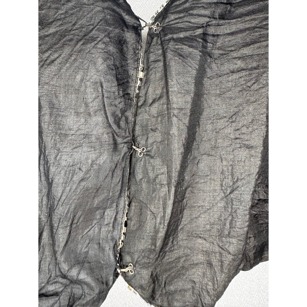 415. Beaded Sequin Silk Vest Size M Black Silver