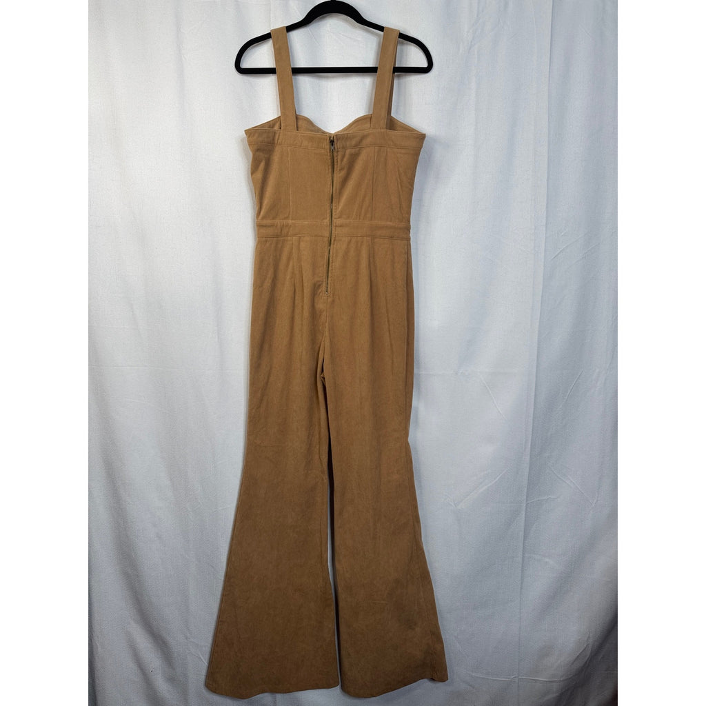 351. Jealous Tomato Camel Ribbed Flare Leg Jumpsuit NWOT Large