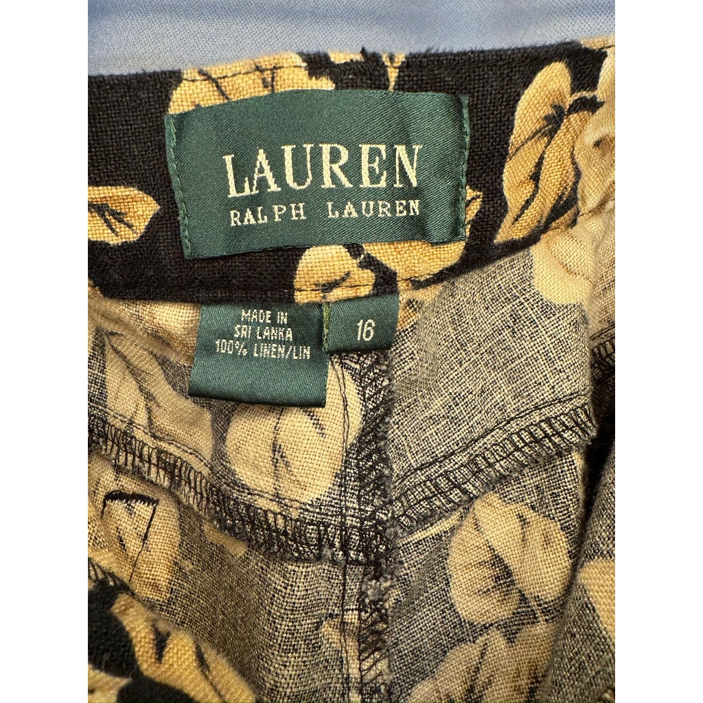 429. Lauren Ralph Lauren Floral Straight Leg Linen Pants Size 16