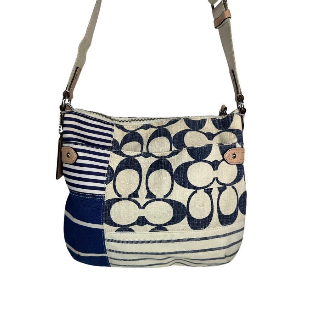 490. Coach Signature Patchwork Stripe Canvas Swingpack Crossbody F23929