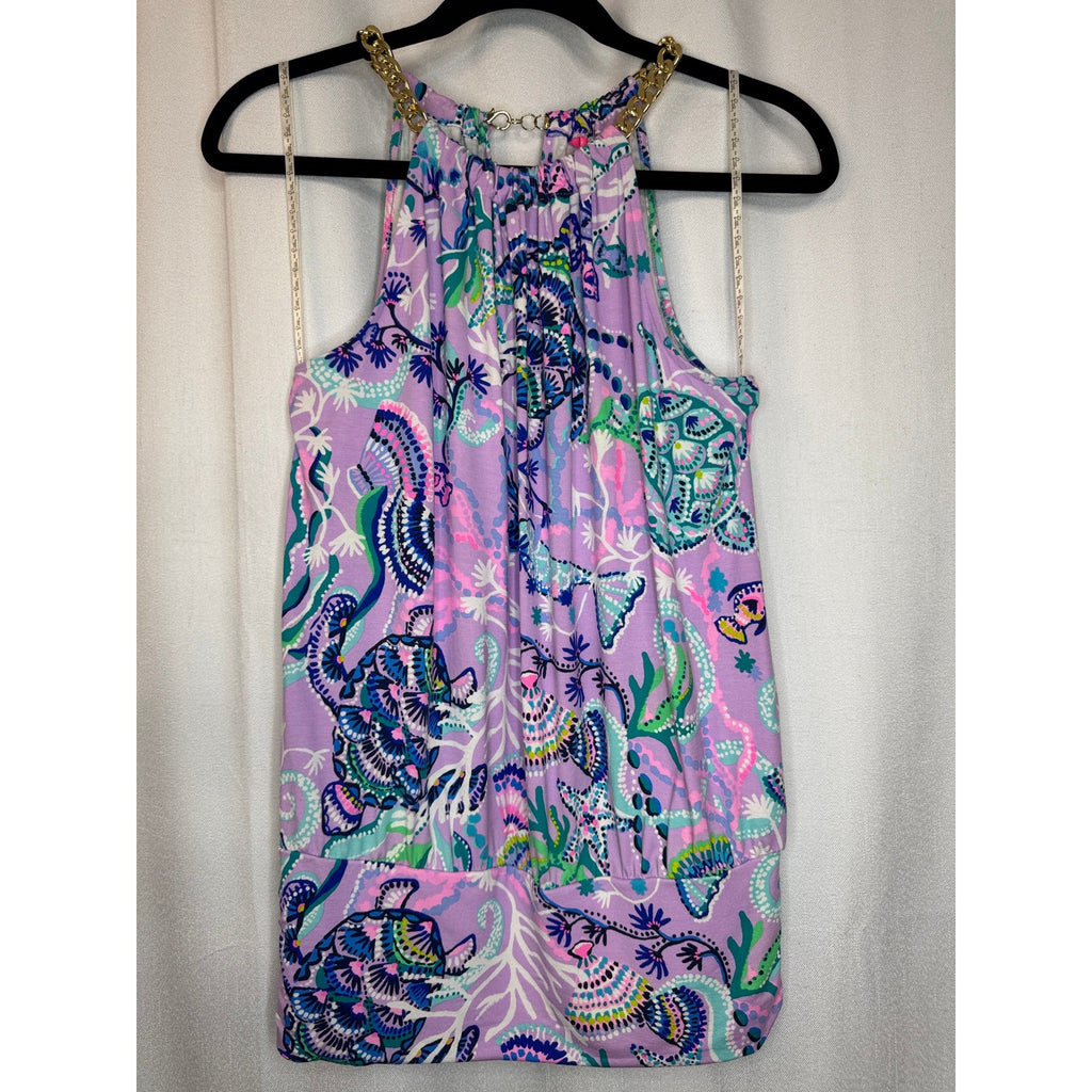 363. Lilly Pulitzer Halter Tank Top Purple Sea Life Print Size S