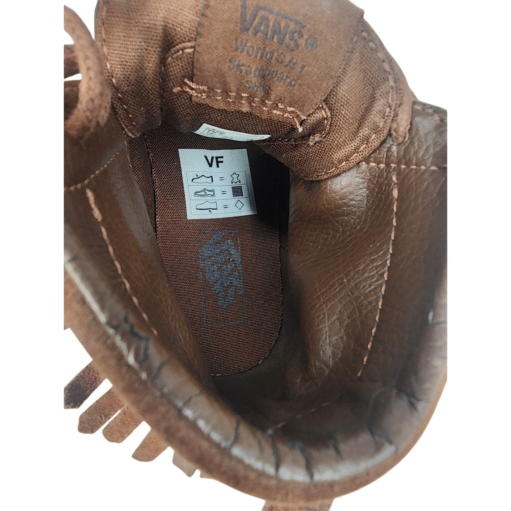 500. Vans Brown Suede Fringe High Top Sneakers Kids Size 12.5
