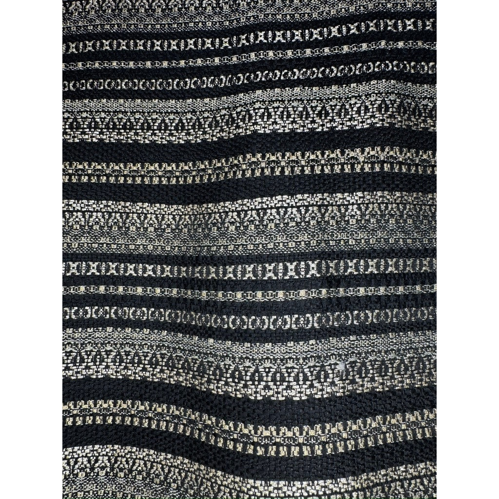 396. Darling Textured Fringe Pocket Shift Dress Black Cream