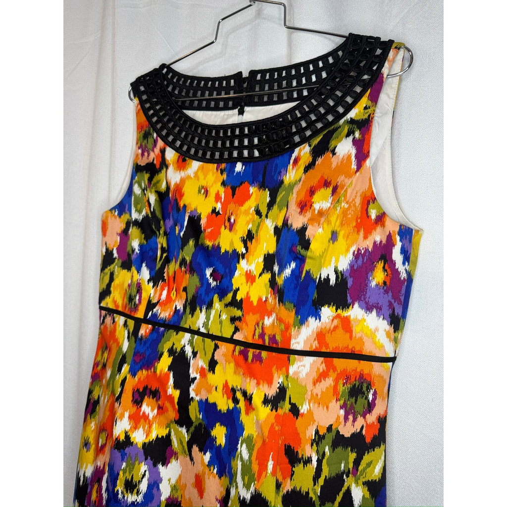 409. Tahari Arthur S. Levine Floral Sheath Dress Size 10 Multicolor Sleeveless
