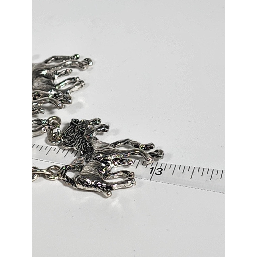 524. Silver Tone Running Horse Statement Necklace & Earrings Set