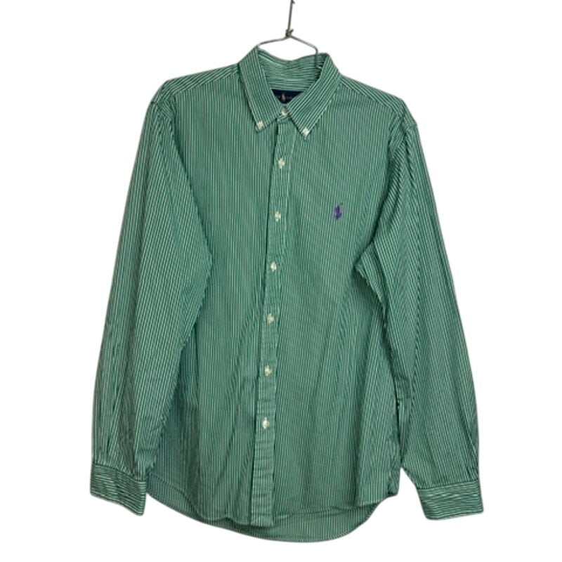 473. Ralph Lauren Green Striped Button Front Shirt Size L