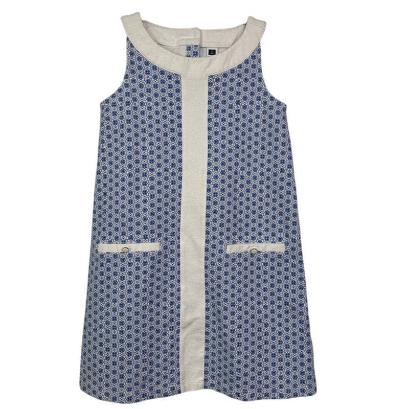 576. Janie and Jack Blue Print Sleeveless Shift Dress Girls Size 8