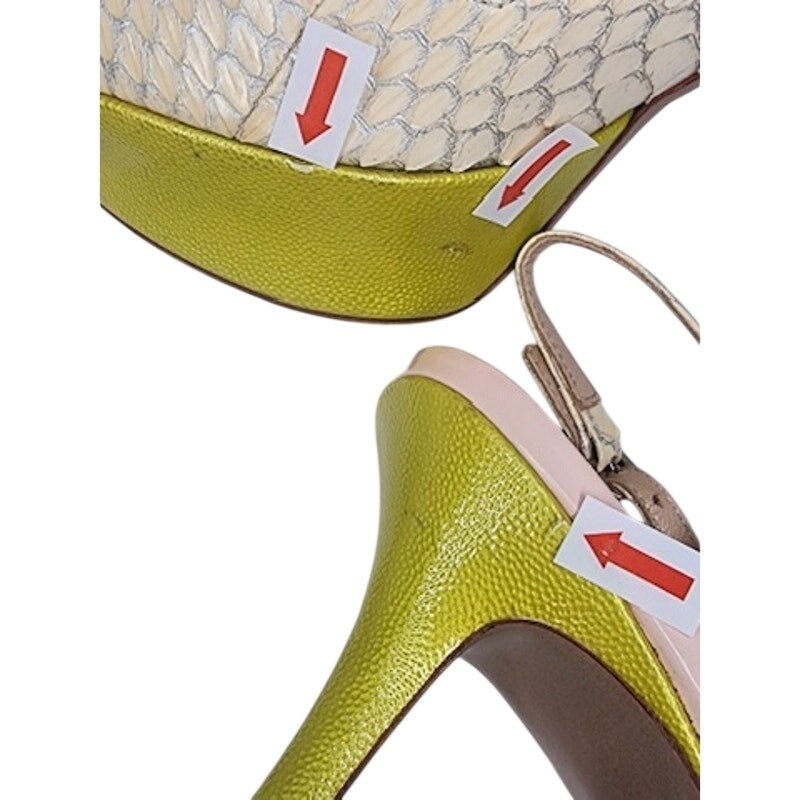 508. Nicholas Kirkwood Yellow Peep Toe Slingback Heels Size 6/36