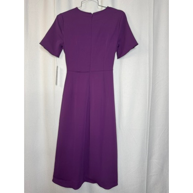 401. Maggy London Purple Tie Waist Short Sleeve Midi Dress Size 0