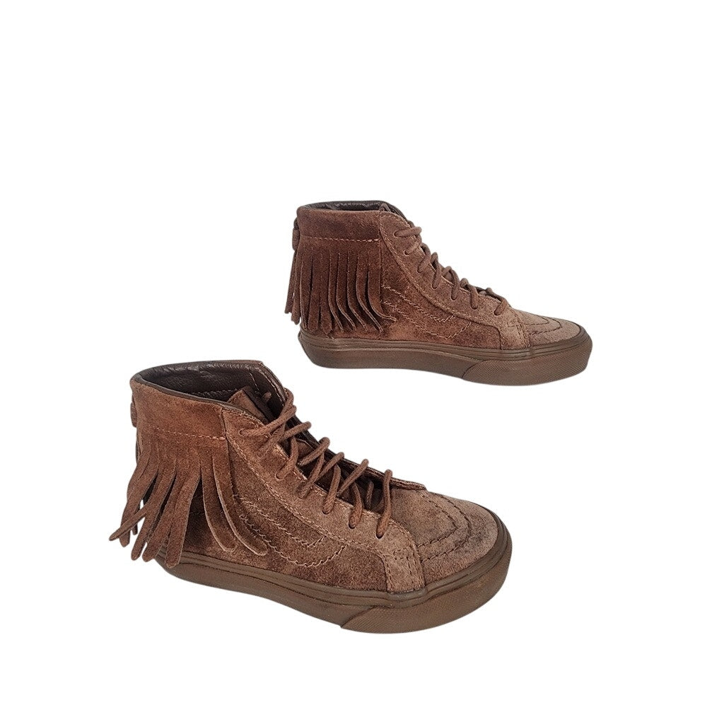 500. Vans Brown Suede Fringe High Top Sneakers Kids Size 12.5