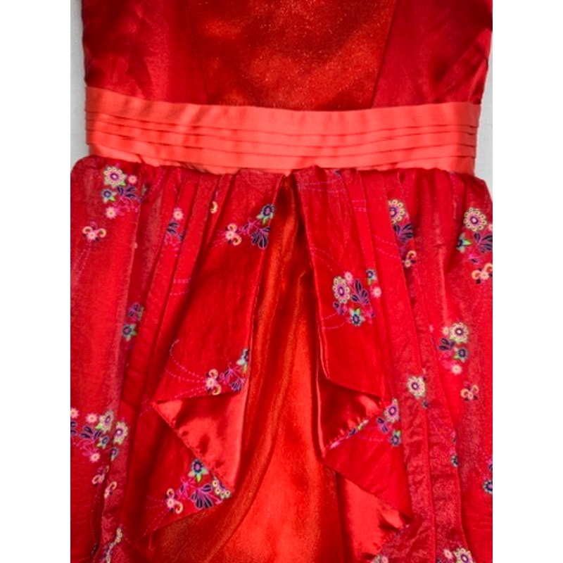 456. Disney Parks Floral Bow Party Dress Girls Size M Red