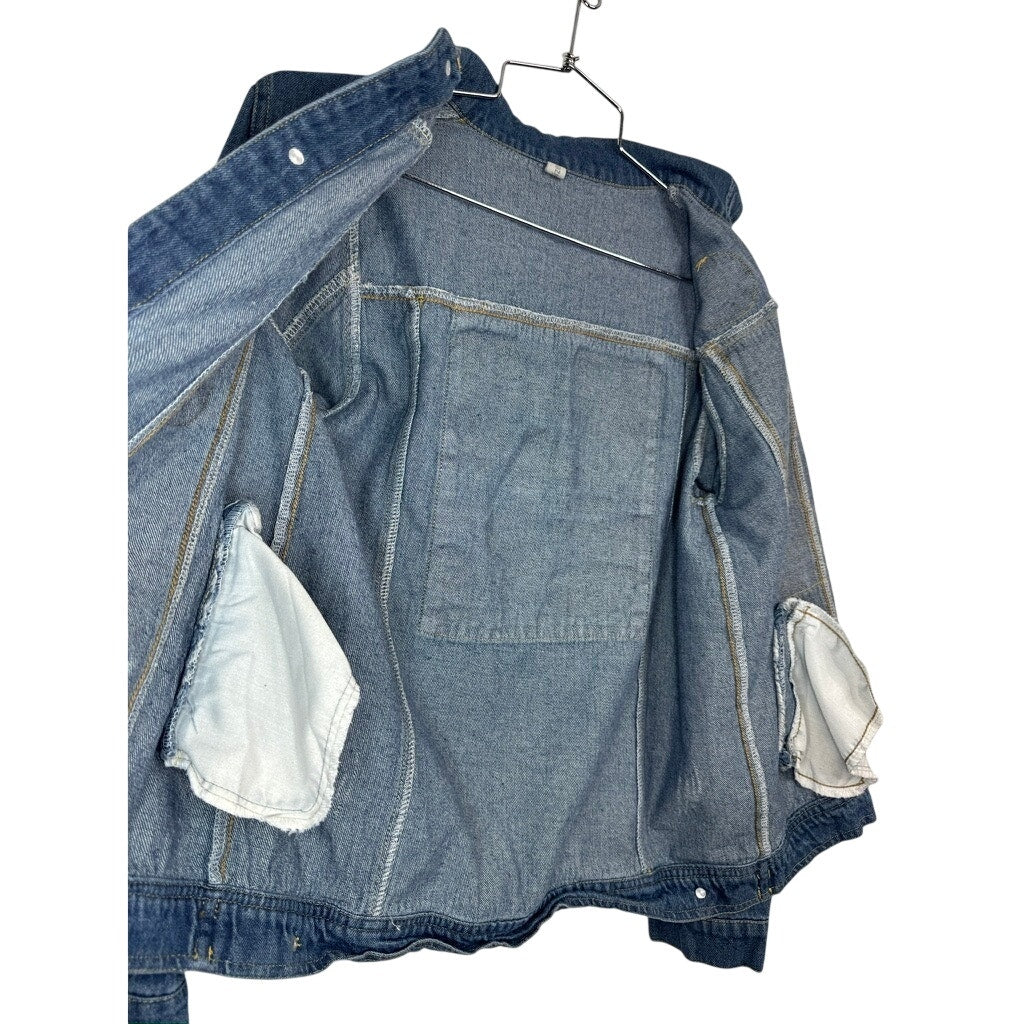 486. Vintage Tropical World Little Island Denim Patch Jacket