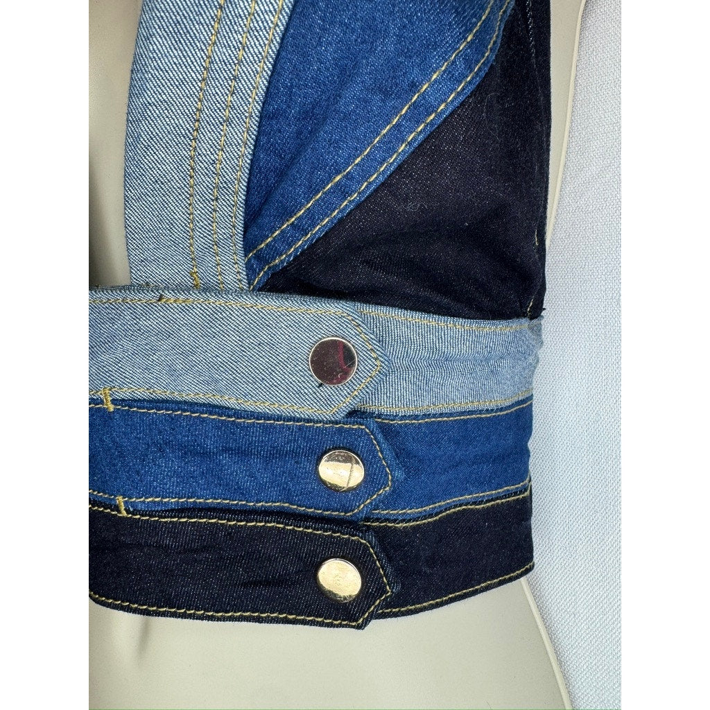 465. Fashion Nova Denim Halter Crop Top Size XL Blue Demin