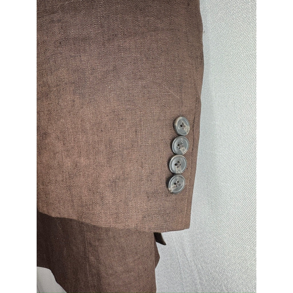 437. &M Brown Herringbone Two Button Sport Coat Blazer Men's Size 40