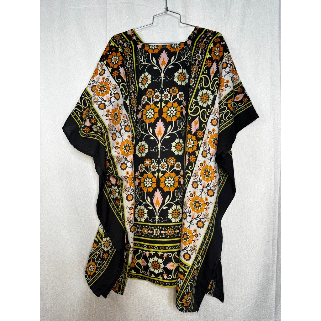 417. Gypsie Blu Floral Boho Caftan Poncho Cover Up One Size