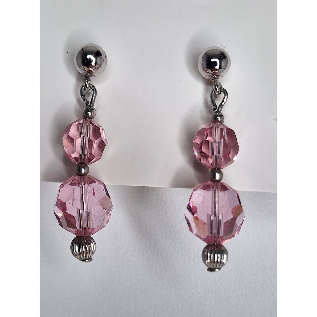 516. Pink Swarovski STRASS Crystal Beaded Jewelry Set Necklace and Earrings