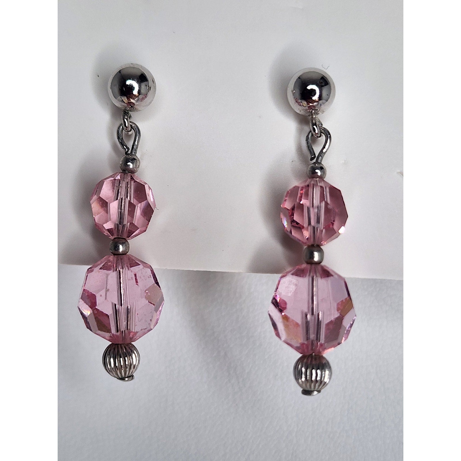 516. Pink Swarovski STRASS Crystal Beaded Jewelry Set Necklace and Earrings