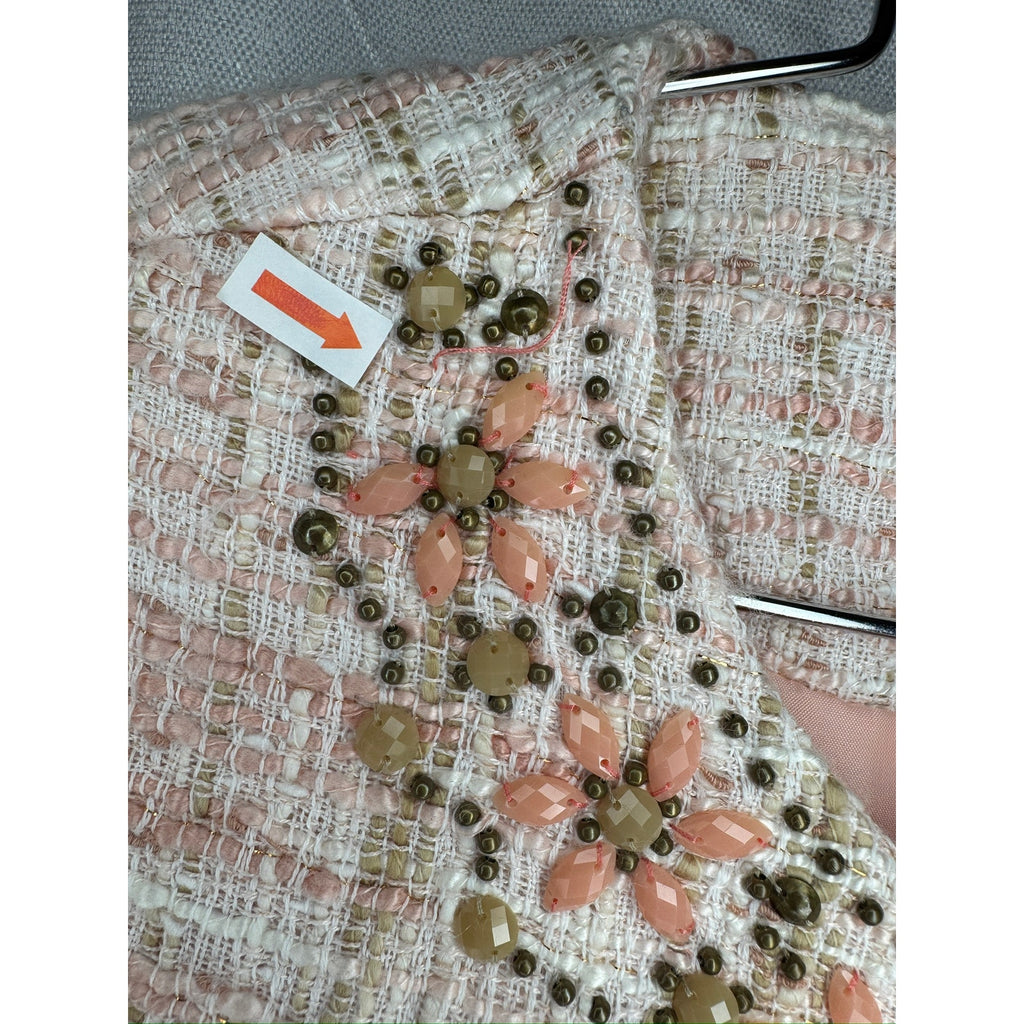 431. Alfred Dunner Petite Embellished Tweed Jacket Pink Size PM