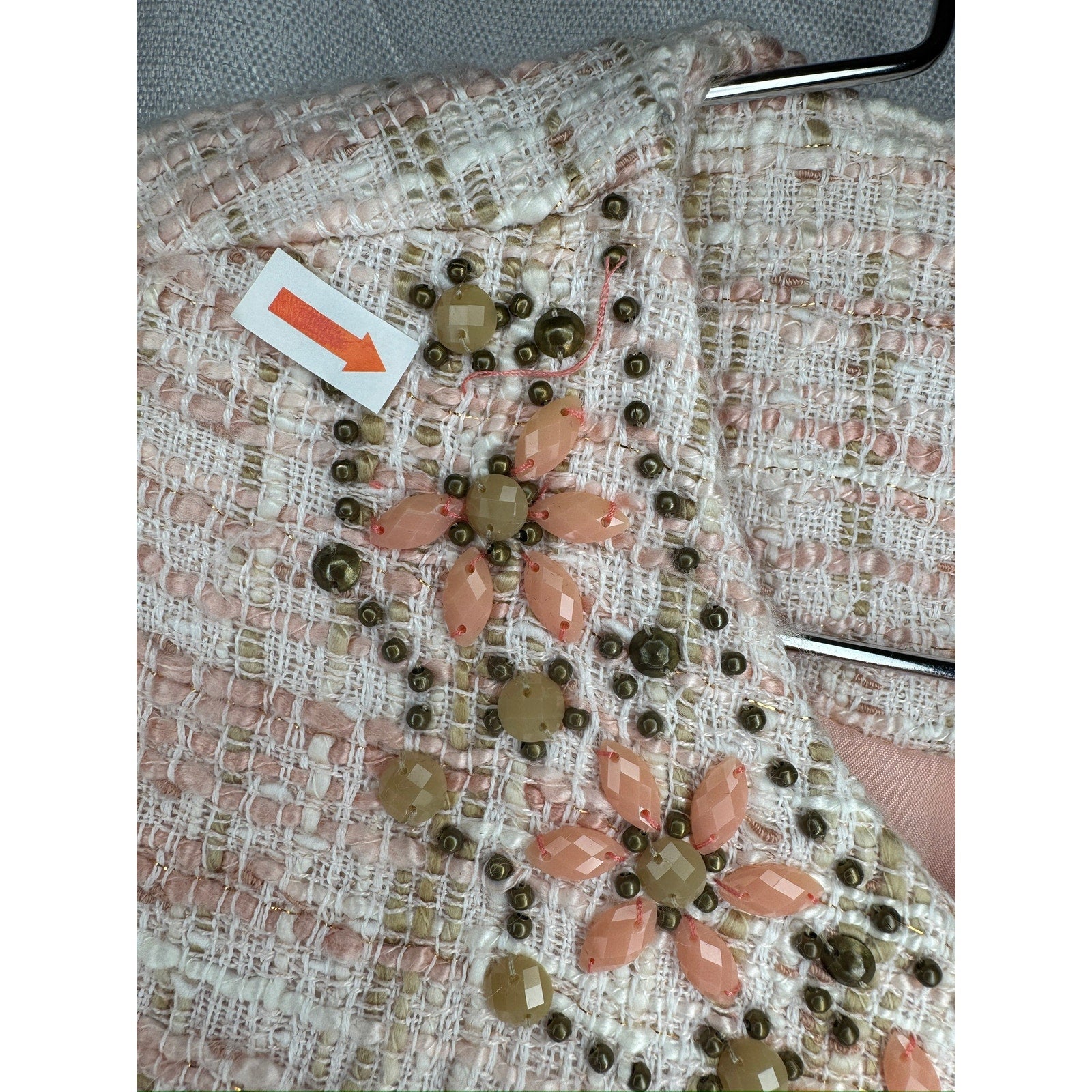 431. Alfred Dunner Petite Embellished Tweed Jacket Pink Size PM