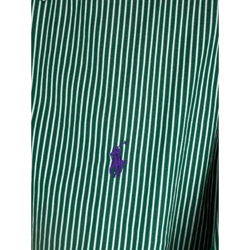 473. Ralph Lauren Green Striped Button Front Shirt Size L
