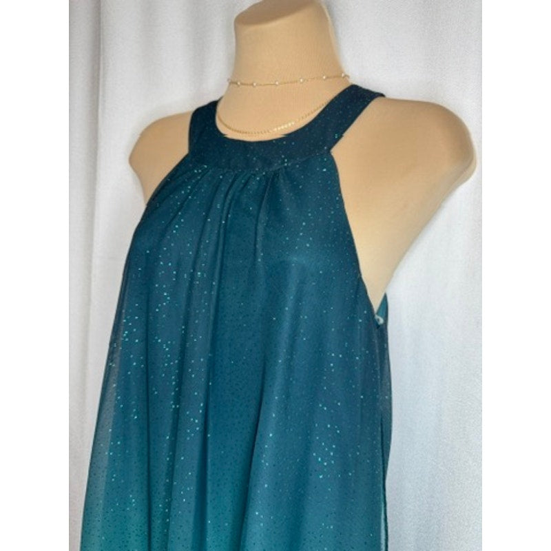 453. Venus Ombre Halter Maxi Dress Size US 6 Teal Blue NWOT