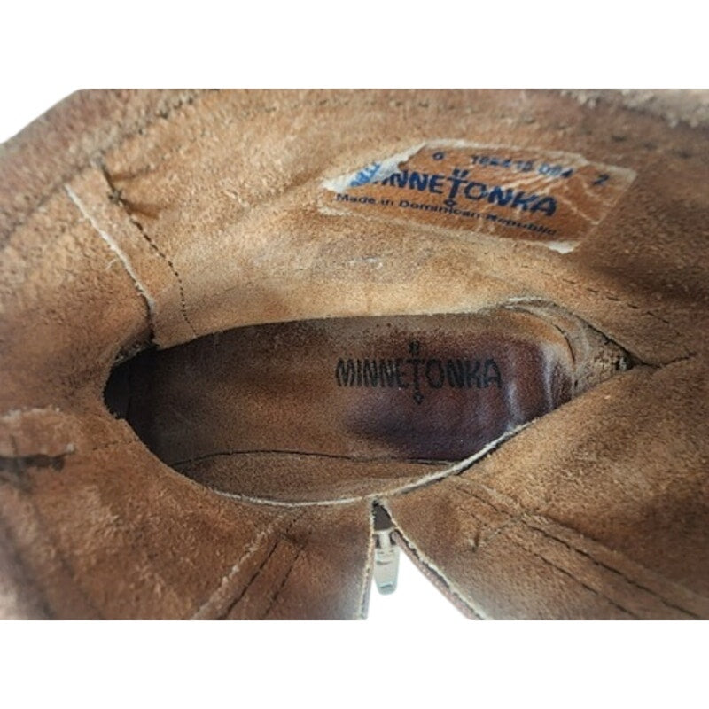 497. Minnetonka Suede Fringe Ankle Boots Women's Size 5 Brown