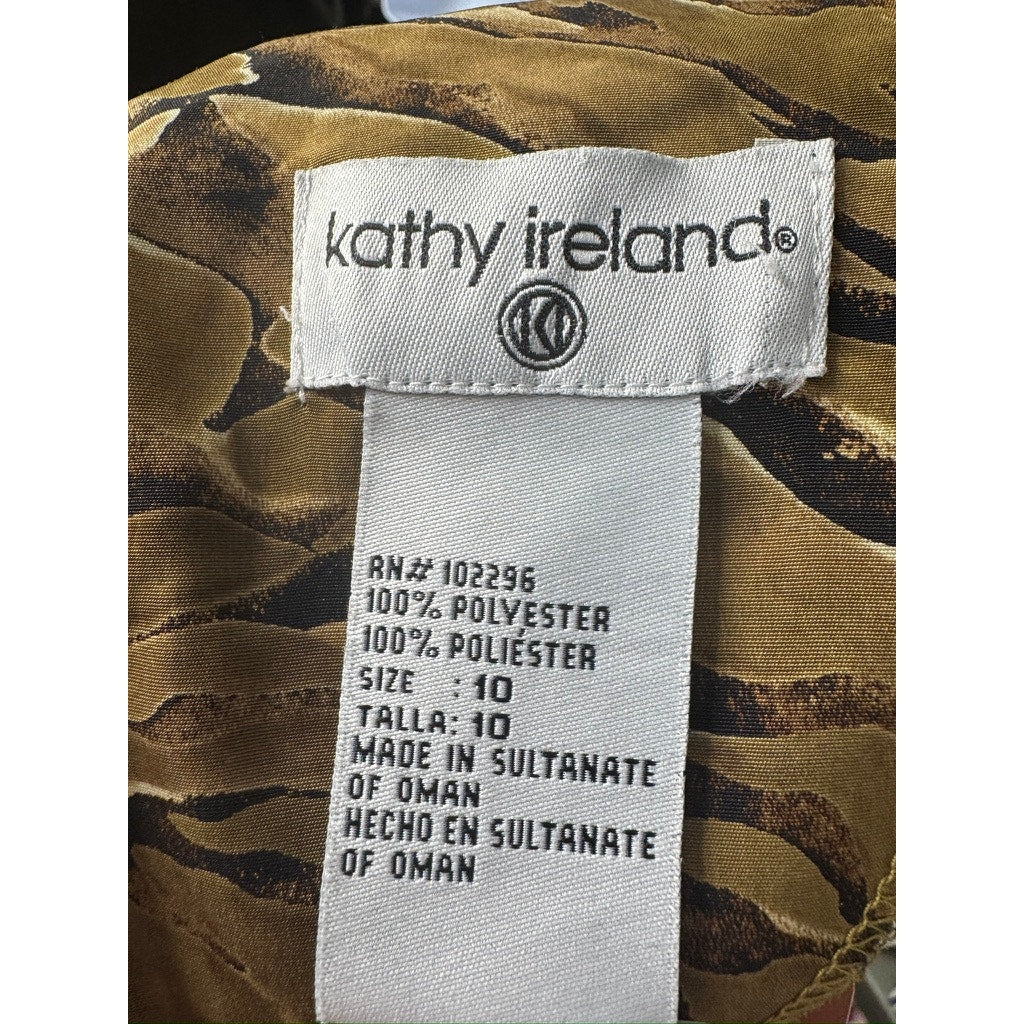 555. Kathy Ireland Animal Print Sleeveless Sheath Dress Size 10