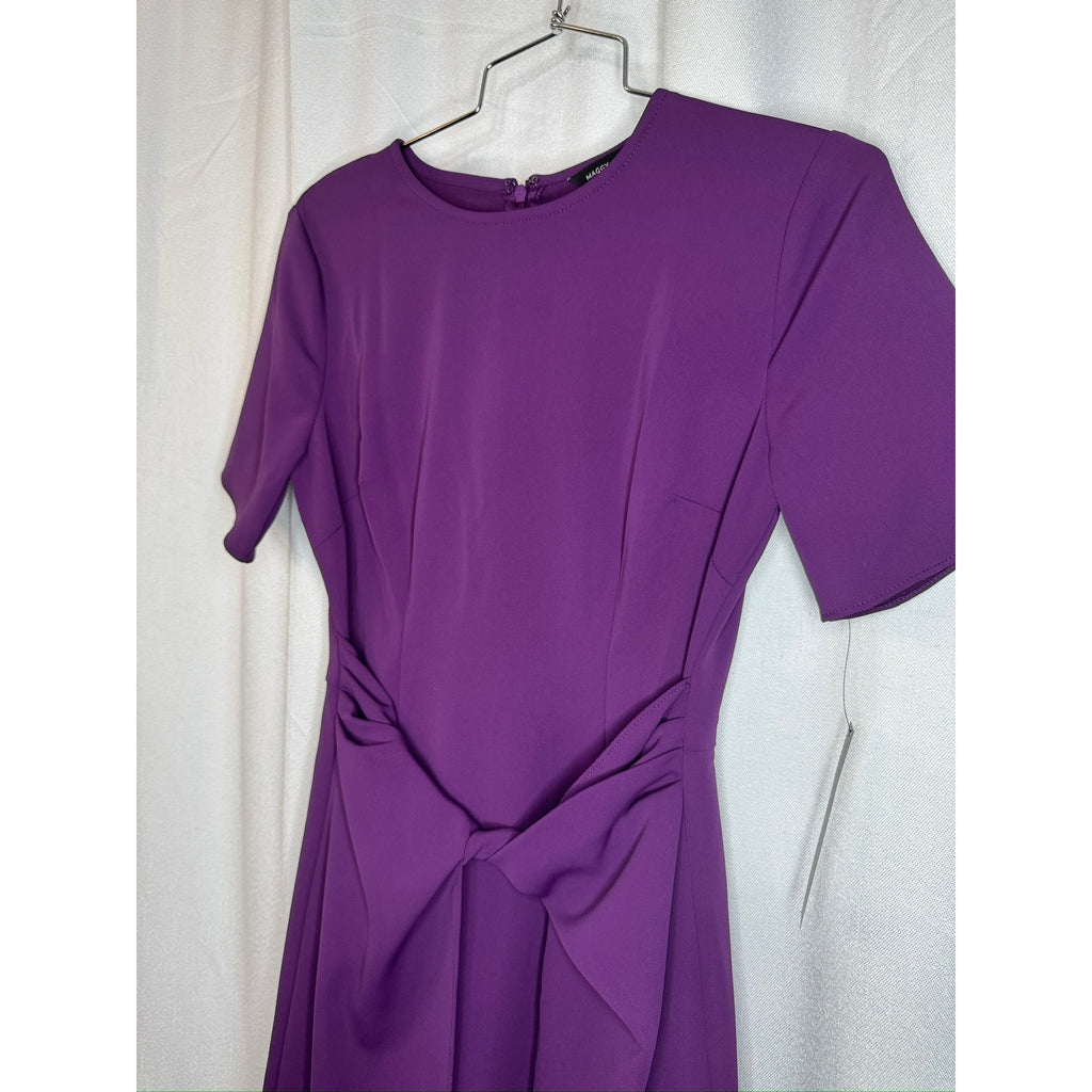 401. Maggy London Purple Tie Waist Short Sleeve Midi Dress Size 0