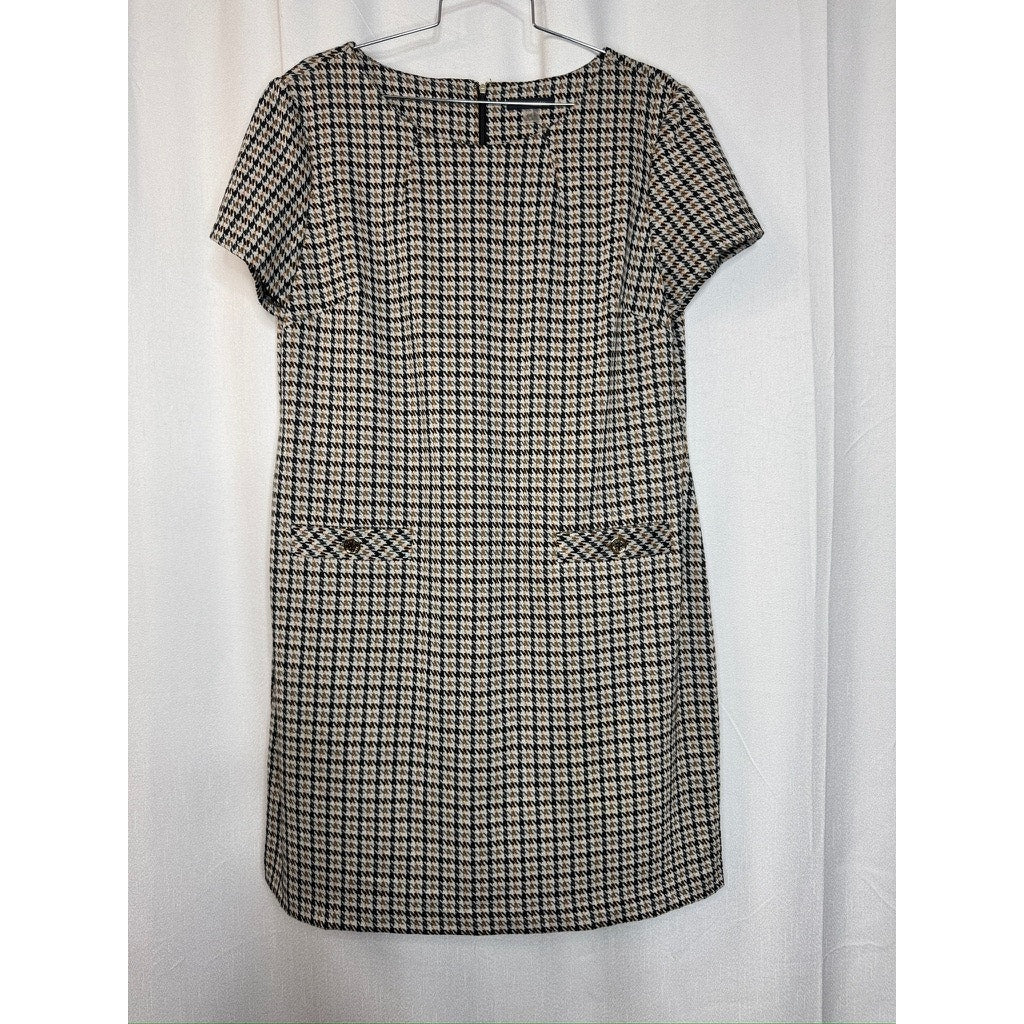 408. Tommy Hilfiger Houndstooth Tweed Shift Dress Size 16