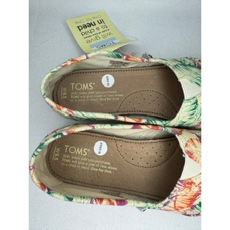 442. TOMS Tropical Floral Alpargata Slip On Flats Size W6.5